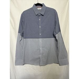 Five Four Shirt Mens Blue Plaid Colorblock Button Up‎ Long Sleeve XL EUC I9